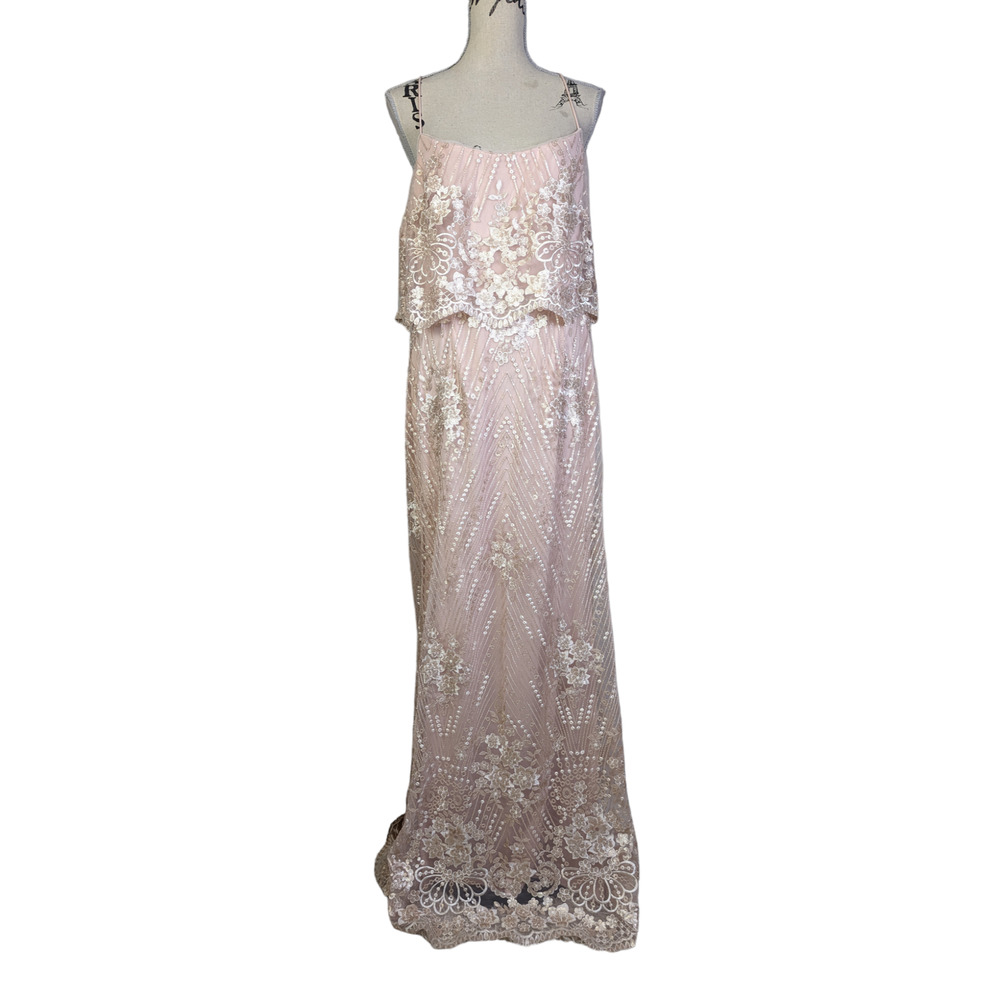 Anthropologie x BHLDN Adrianna Papell Arden Formal Dress Pink Size 14 - Picture 4 of 16